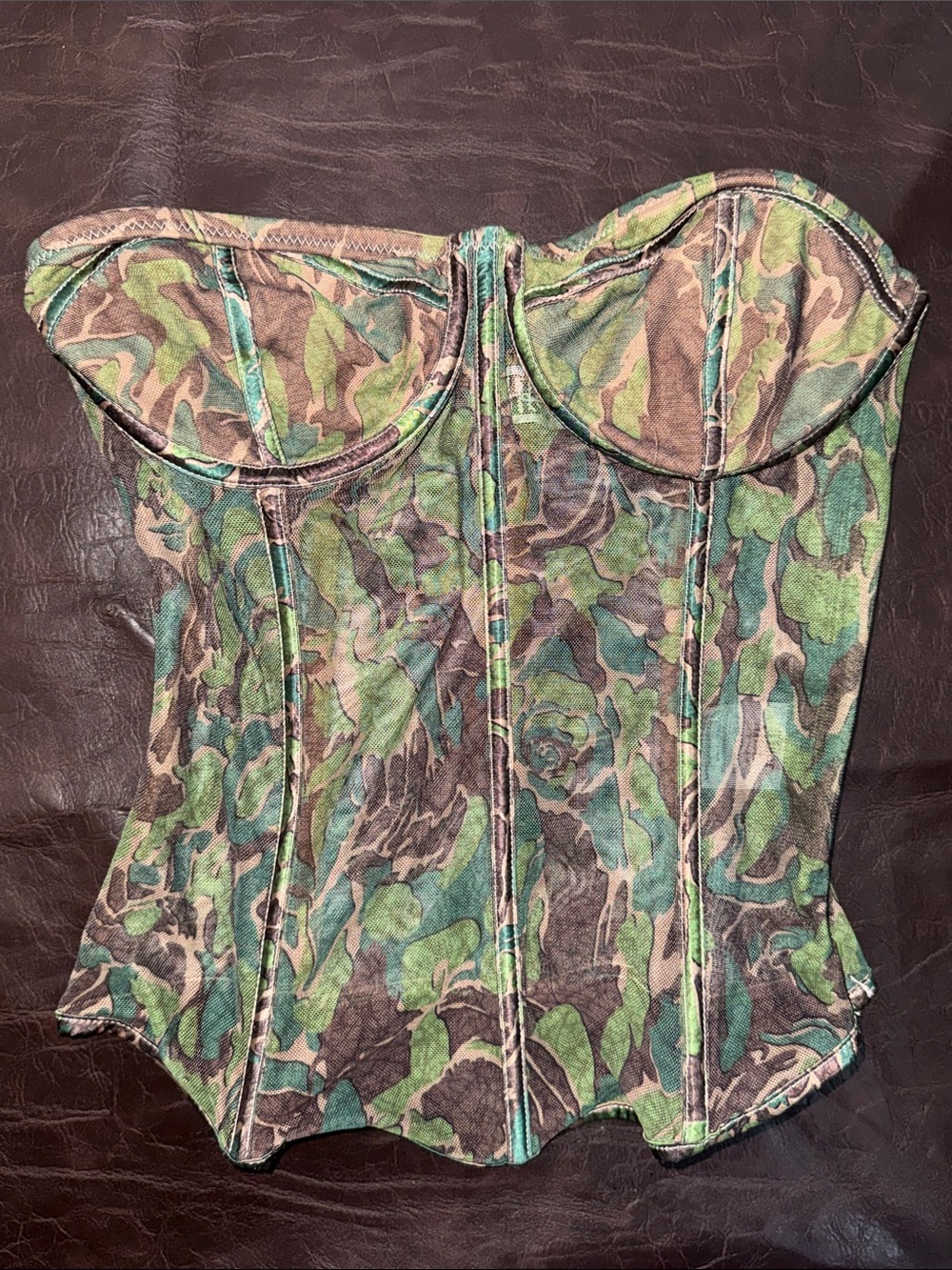 Tiger Mist Green Camouflage Kids One-Piece Corset Top 2.R4